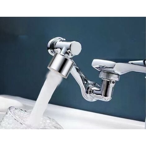 Rallonge de robinet universelle pivotante 1080°, fil extérieur  24mm/0.95inch, accessoire de lavage du visage avec 2 sorties d'eau