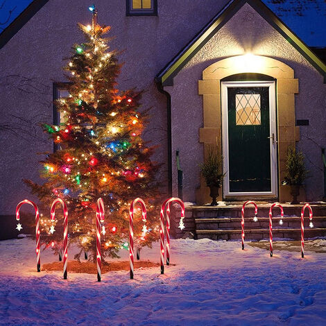 Lumières solaires d'allée de Noël en plein air, lumières d'allée du Père  Noël à l'extérieur du Décor de Noël à énergie solaire lumière chaude