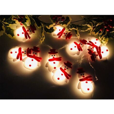 Guirlande lumineuse de Noël Bonhomme de neige 1,65m 10 LED Décoration de  Noël avec 1