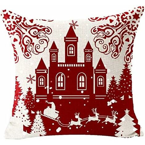 4pcs Housse De Coussin Noël père Noël Wapiti Coton et Lin Décoratif Taie d' oreiller 45 x 45 cm - Cdiscount Maison