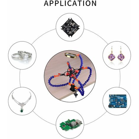 Support multifonction Troisième main d'aide, électronique et travail de  soudure (pince à pincer de 5 cm, mains souples flexibles avec une loupe 3x)