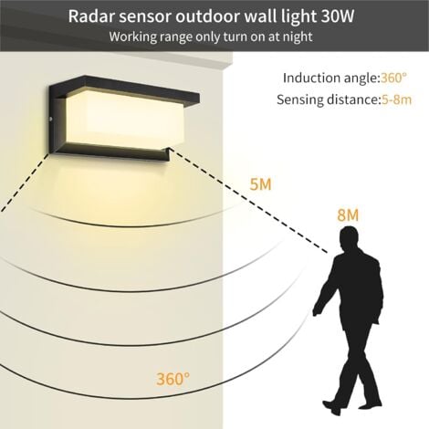 MIRA Plafonnier LED rond blanc 16W / 1500LM avec détecteur de mouvement IP65