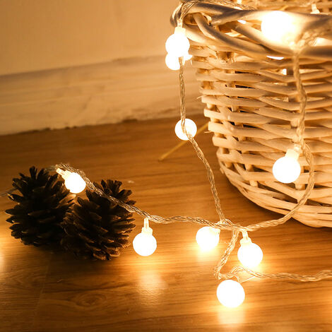 BESTA - Guirlande lumineuse avec boules de coton, à piles, guirlande  lumineuse boule 3M 20 LED, applique murale d'intérieur, lumières de Noël,  décoration pour fêtes, jardins, Noël, mariages - Guirlandes lumineuses 