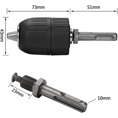 Mandrin sans clé 2-13 mm avec Adaptateur 1/2 'SDS Outil de
