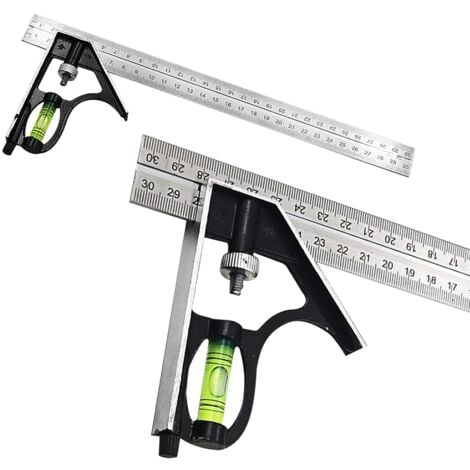 WORKPRO Règle d'angle de Combinaison, Equerre à Combinaison 150mm en Acier  Inoxydable, Equerre Combinée avec Niveau à Bulle et Tire-Lignes Pratique