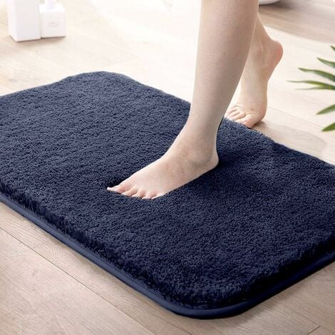 Tapis de Bain Antidérapant Tapis de Cuisine Tapis Salle de Bain Moelleux  Tapis de Douche en Microfibre Douce, Séchage Rapide-50 x 80cm（Bleu）