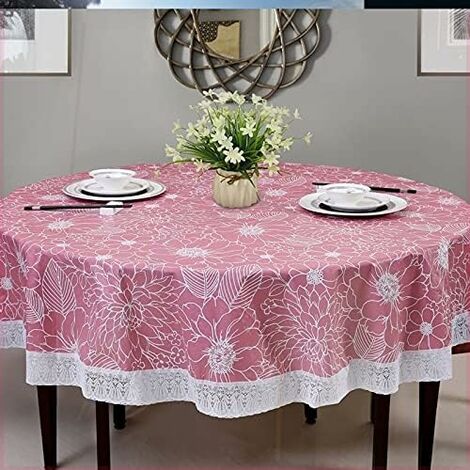nappe plastique rose uni lavable pour fête pour une table ronde