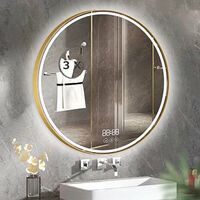 Miroir de salle de bain LED rond de 24 avec éclairage avec capteur infrarouge 6500 K Lumière blanche étanche IP44