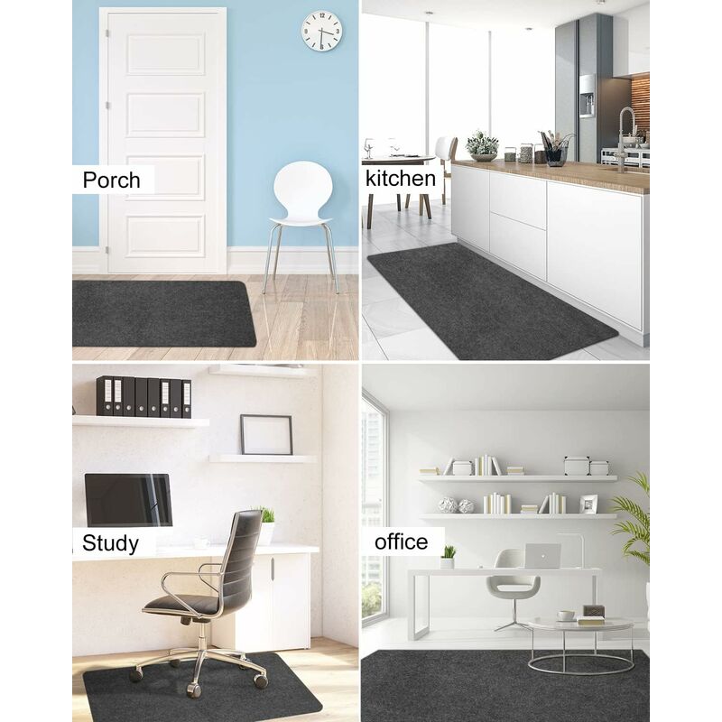 Tapis De Chaise De Bureau 120x90cm - Protection Sol Antidérapante - Pour Parquet, Carrelage - Gris Foncé