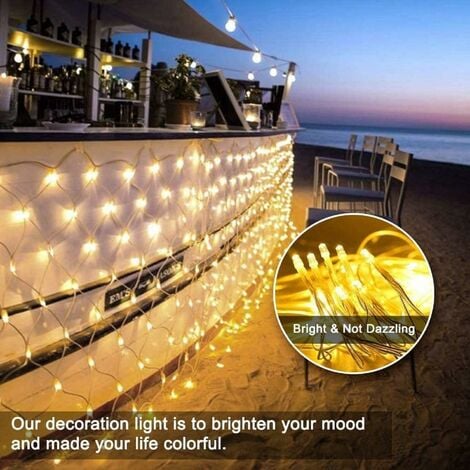 Guirlande Lumineuses Filet,192 LED Filet Lumineux 3M X 2M 8 Modes énergie étanche,Dimmable pour Chambre Noël Mariage Soirée Maison Jardin,Blanc Chaud GROOFOO