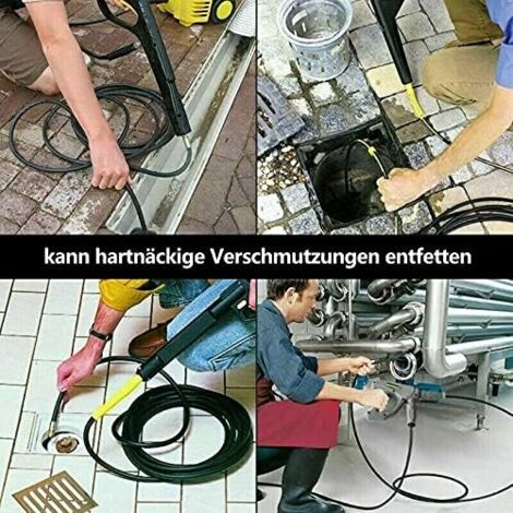 GROOFOO Tuyau Débouche Canalisation pour Kärcher,Kit de Nettoyage du Tuyau de Vidange du Nettoyeur Haute Pression avec Buse à Jet et Buse à Jet Rotatif pour Kärcher K2-K7 Séries et LAVOR(20M)