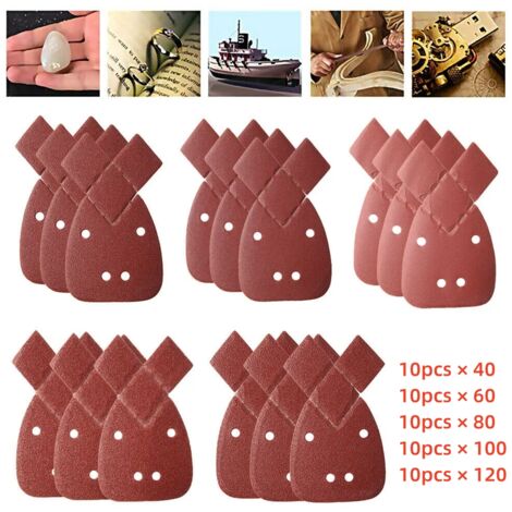 Lot De 40 Patins De Ponçage Pour Ponceuse 'souris' - Grains 40/60/80/120 - Compatible Black+Decker