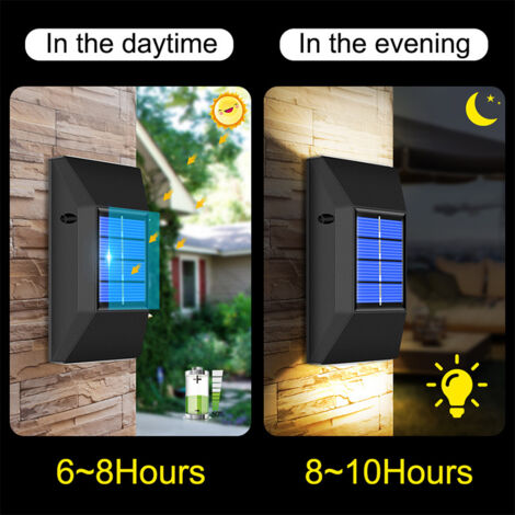 GROOFOO Applique solaire décoration extérieure jardin applique murale jardin étanche haut et bas applique murale décoration extérieure lumineuse 4 pièces lumière chaude GROOFOO