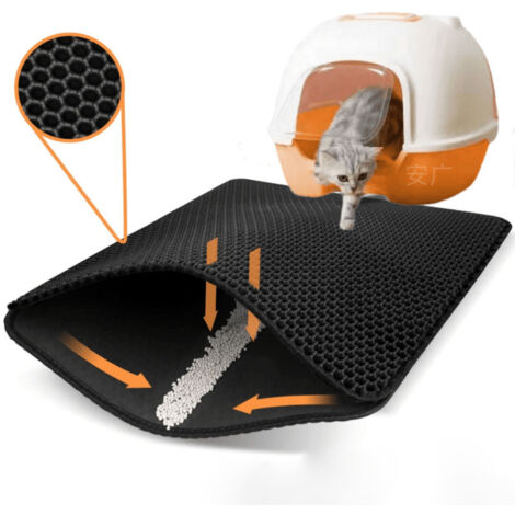 Tapis De Litière Pour Chat 30x45 Cm – Double Couche Alvéolée, Antidérapant, Imperméable, Facile à Nettoyer