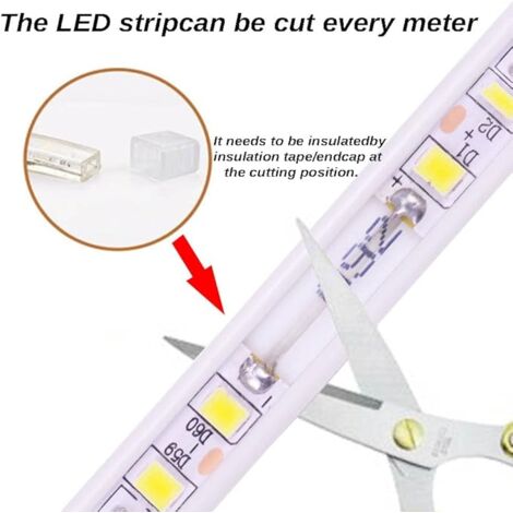 GROOFOO 5M Ruban LED Pour Exterieur 220V 4000K Blanc Positif 5 Metres IP67 Etanche Bandeau Lumineuse a LED (Blanc positif, 5m)