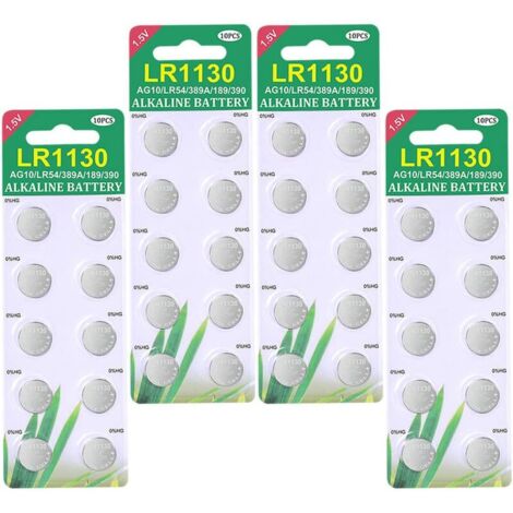 Lot de 40 piles bouton alcalines LR1130 AG10 1,5V – Durée de vie 3 ans – Compatible montres, jouets, alarmes – Excellente stabilité de tension – Yidomde
