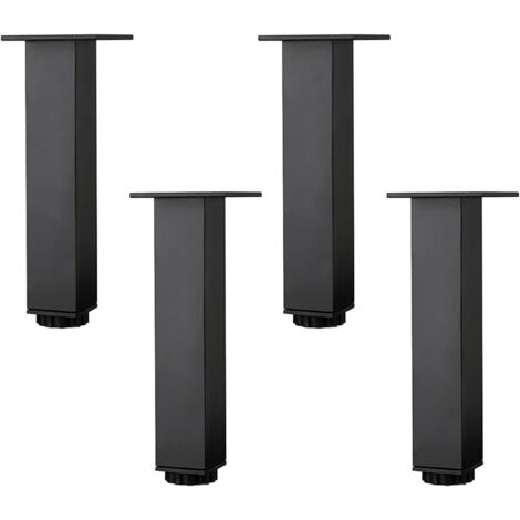 Pieds de meuble réglables en aluminium noir mat – Hauteur ajustable 5 à 35 cm – Résistants à l'humidité – Lot de 4 pieds 20cm – Yidomde