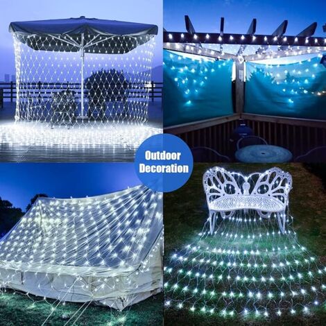 Guirlande Lumineuses Filet,672 LED Filet Lumineux 6M X 4M 8 Modes énergie étanche,Dimmable pour Chambre Noël Mariage Soirée Maison Jardin,Blanc