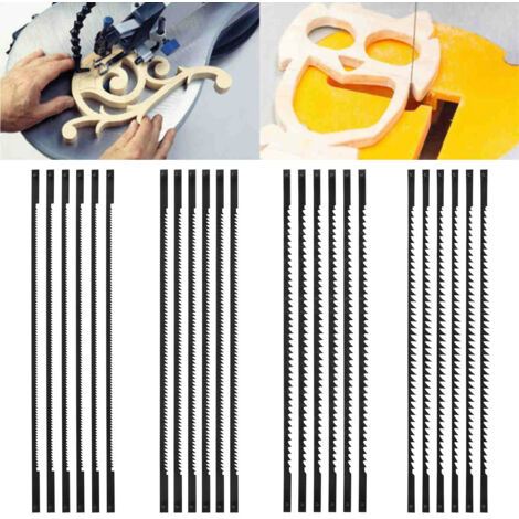 Lot de 24 lames pour scie à chantourner – Acier au carbone – 10/15/18/24 dents – Pour bois, plastique et métal doux – Taille 132mm