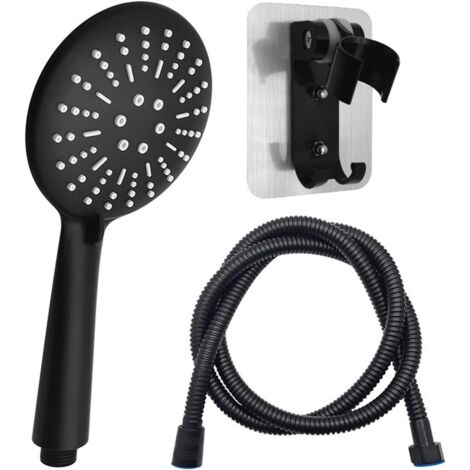 Langray – Pommeau de douche noir 120mm – Douchette à main 3 jets – Tuyau 1,5 m – Économie d'eau – Installation facile sans outils