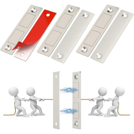 Aimants pour tiroirs de placard, fermeture magnétique Jiayi pour portes de placard, lot de 4 aimants de porte invisibles ultra-fins, aimant robuste pour double porte (13,6 kg).