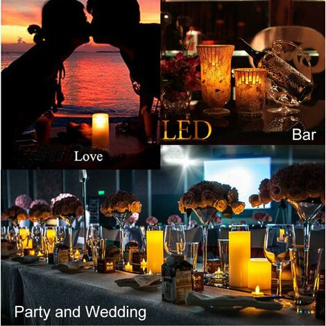 Lot de 12 Bougie LED Rechargeable Bougies à électrique LED Flamme Vacillante avec Station de Charge Décoration pour Noël Anniversaire Mariage Dner Votive Restaurant Htel Café Bar,(Jaune)