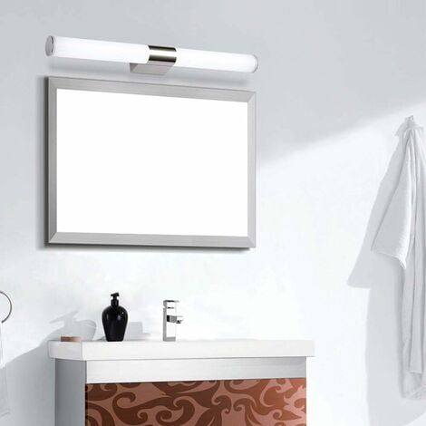 Lumière de Miroir de LED Salle de Bain 12W 25cm Maquillage Avant Lampe de Miroir d'éclairage 6000K Blanc Froid Applique Murale Étanche pour Miroir de Salle de Bain Mur Miroir de Courtoisie GROOFOO