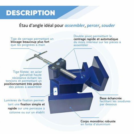 Étau D'Angle 90° WilTec - Pour Soudage Et Perçage Précision - Mors 100mm