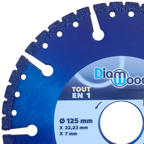 DIAMWOOD - Disque Diamant Multi-Usage pour Tout Type de Matériaux Lame Diamantée à Tronçonner Meuleuse Disqueuse ⌀ 115 mm Alésage 22,23 mm Béton, Cuivre, Brique, Pierre, Tuile, Bois ou PVC DIAMWOOD - Disque Diamant Multi-Usage pour Tout Type de Matériaux Lame Diamantée à Tronçonner Meuleuse Disqueuse ⌀ 115 mm Alésage 22,23 mm Béton, Cuivre, Brique, Pierre, Tuile, Bois ou PVC