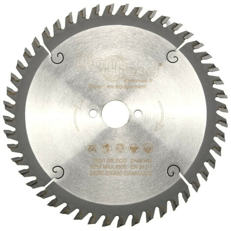 Diamwood – Lame de scie circulaire 160mm – Alésage 20mm – 48 dents – Pour bois tendre et mélaminé – Finition universelle
