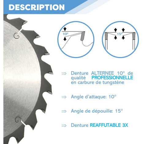 Lame de scie circulaire portative HM débit D. 235 x Al. 30 x ép. 2,8/1,8 mm x Z24 Alt pour bois - Diamwood
