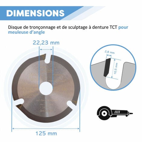 Lame disque multifonctions HM CUT-TOUT D. 125 x Al. 22,23 x ép. 2.8/2.2 mm x Z3 pour bois, plâtre, PVC - Diamwood