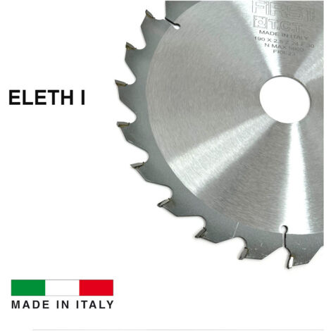 FIRST ITALIA Lame de Scie Circulaire HM D. 190 avec denture alternée - D. 190 mm - Al. 30 mm - Idéale pour la coupe du bois tendre et exotique - Fabrication italienne haut de gamme