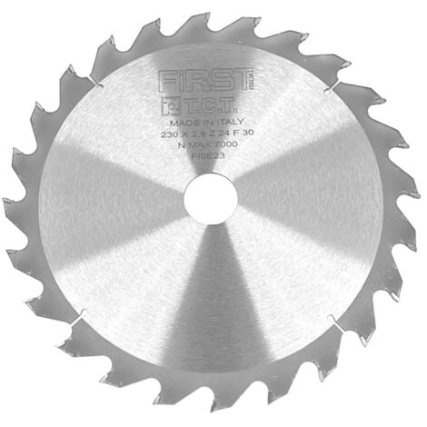 Lame de Scie Circulaire HM FIRST ITALIA avec Denture Alternée - 230 mm - Alésage 30 mm - Idéale pour Bois Tendre et Exotique