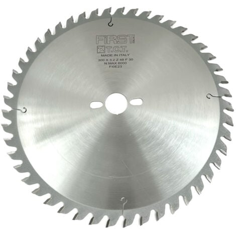 FIRST ITALIA Lame de Scie Circulaire avec Denture Alternée - D. 300 mm - Alésage 30 mm - Épaisseur 3,2/2,2 mm - Z48 Alt pour Bois Tendre et Exotique - Fabrication Italienne