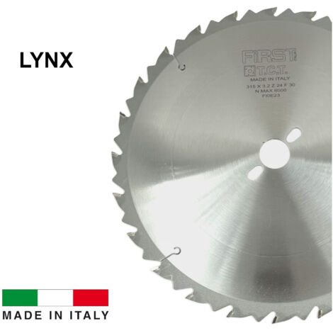 FIRST ITALIA Lame de Scie Circulaire HM D. 315 mm avec Denture Alternée et Limitateur de Copeaux - 24 Dents - Alésage de 30 mm - Idéale pour Bois Tendre et Exotique