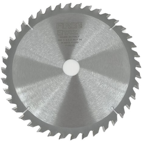 FIRST ITALIA Lame de Scie Circulaire HM D. 160 mm avec Denture Alternée - Alésage de 20 mm - Épaisseur 2,5 mm - Parfaite pour Bois et Panneaux Mélaminés