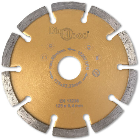 Diamwood – Disque diamant pour meuleuse 125mm – Alésage 22,23mm – Segments larges pour déjointoyage béton – Vitesse 15 300 T/min