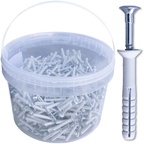 D-Work Chevilles à Frapper NHS D. 5 x Lt. 35 mm avec Vis Tête Fraisée - Lot de 600 pièces - Dimensions : 35 mm longueur, 5 mm diamètre - Épaisseur 5 mm - Denture Tête Fraisée - Idéal pour fixation ver