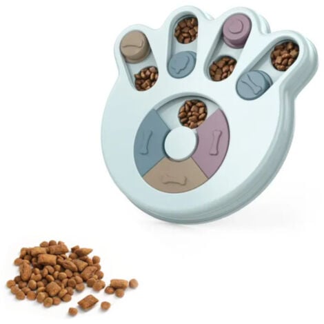 ANIMOOD - Gamelle Interactive pour Chiens & Chats - Bol Anti-Glouton pour Croquettes - Puzzle Alimentaire pour Alimentation Lente - Facile à Nettoyer - Couleur Bleu