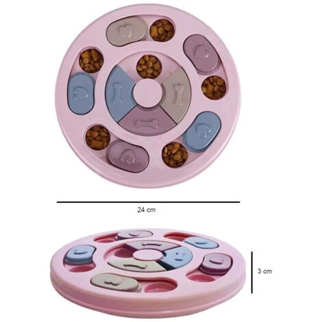 ANIMOOD - Gamelle Interactive pour Chiens & Chats - Bol Anti-Glouton pour Croquettes - Puzzle Alimentaire pour Alimentation Lente - Facile à Nettoyer - Couleur Rose