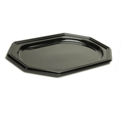 D-Work 10 Plateaux de Présentation Octogonaux Noir avec PET Robuste - 46 x 30 cm - Épaisseur Standard - Non Utilisable au Micro-ondes - Parfaits pour Buffets et Réceptions Élégantes (1/3)