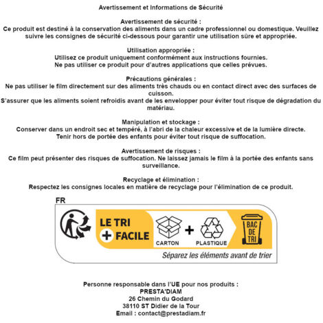 D-Work Rouleau Film Étirable Alimentaire Avec ZIPCUT - 30cm X 300m - 8 Microns