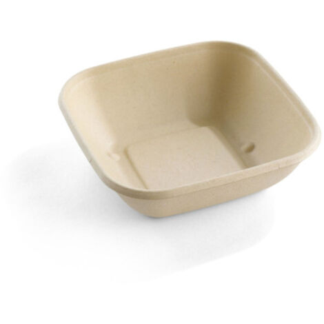 D-Work 300 Saladiers Carrés 750 ml - Pulpe de Canne Biodégradables - Dimensions 17,5 x 17,5 x H. 5 cm - Résistance Thermique - Idéal pour Plats Chauds et Froids - Écologique (1/2)