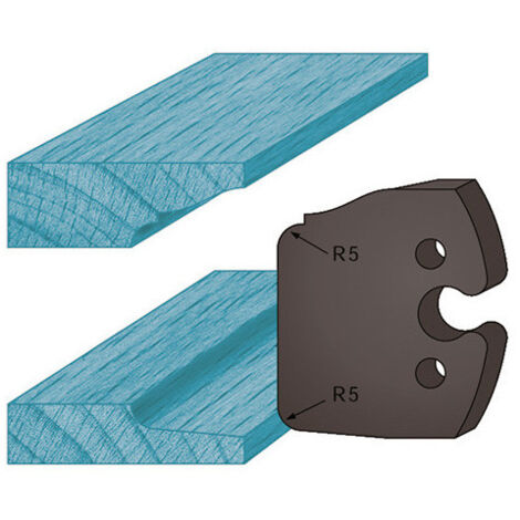 Diamwood Jeu de 2 Contre-fers Profilés en Acier - Ht. 48 x 5,3 mm - Épaisseur 5,3 mm - Compatible avec Porte-Outils de Toupie - Haute Qualité pour Usage Professionnel (1/2)