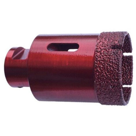 Diamwood Trépan diamanté à sec avec technologie brasée sous vide - D. 50 mm - Ht. 15 mm - Lt. 76 mm - Épaisseur 15 mm - Pour grès cérame, granit, et pierre naturelle - Compatible avec meuleuse (1/2)
