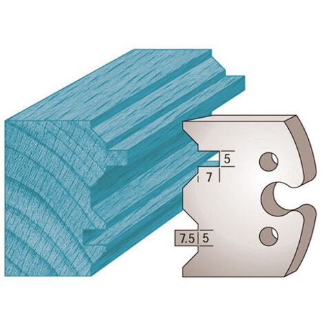 Diamwood Jeu de 2 fers profilés Ht. 50 x 5,5 mm Spécial Volet / Lambris M239 - Utilisation avec Toupie - Acier SP de Haute Qualité - Entraxe 24 mm - Compatible CMT, LEMAN, KITY