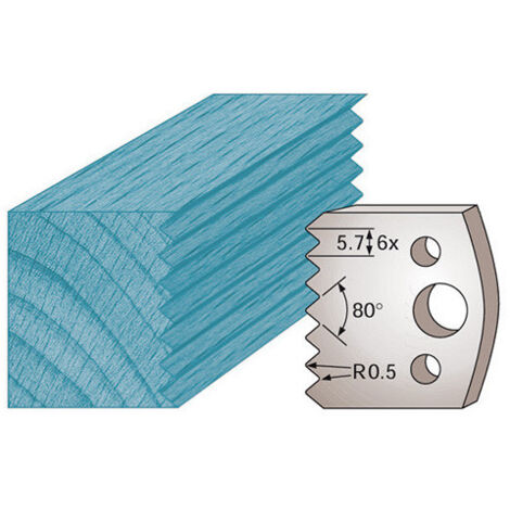 Diamwood Jeu de 2 fers profilés Ht. 40 x 4 mm bouvetage M77 pour porte-outils de toupie - Épaisseur 4 mm - 5,7 mm de denture - Acier SP