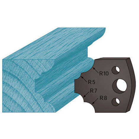 Diamwood Jeu de 2 contre-fers profilés Ht. 38 x 4 mm quart de rond multiples A22 - Épaisseur 4 mm - Entraxe 24 mm - Compatible avec porte-outils CMT, LEMAN, HOLZMANN (1/2)