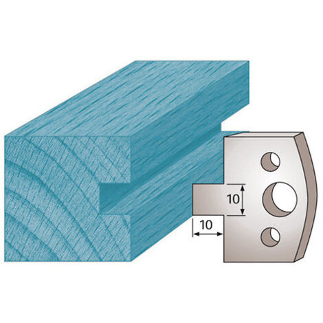 Diamwood Jeu de 2 fers profilés en Acier SP - Ht. 40 x 4 mm - Rainure 10 mm - Épaisseur 4 mm - Entraxe de 24 mm - Compatible avec porte-outils de toupie